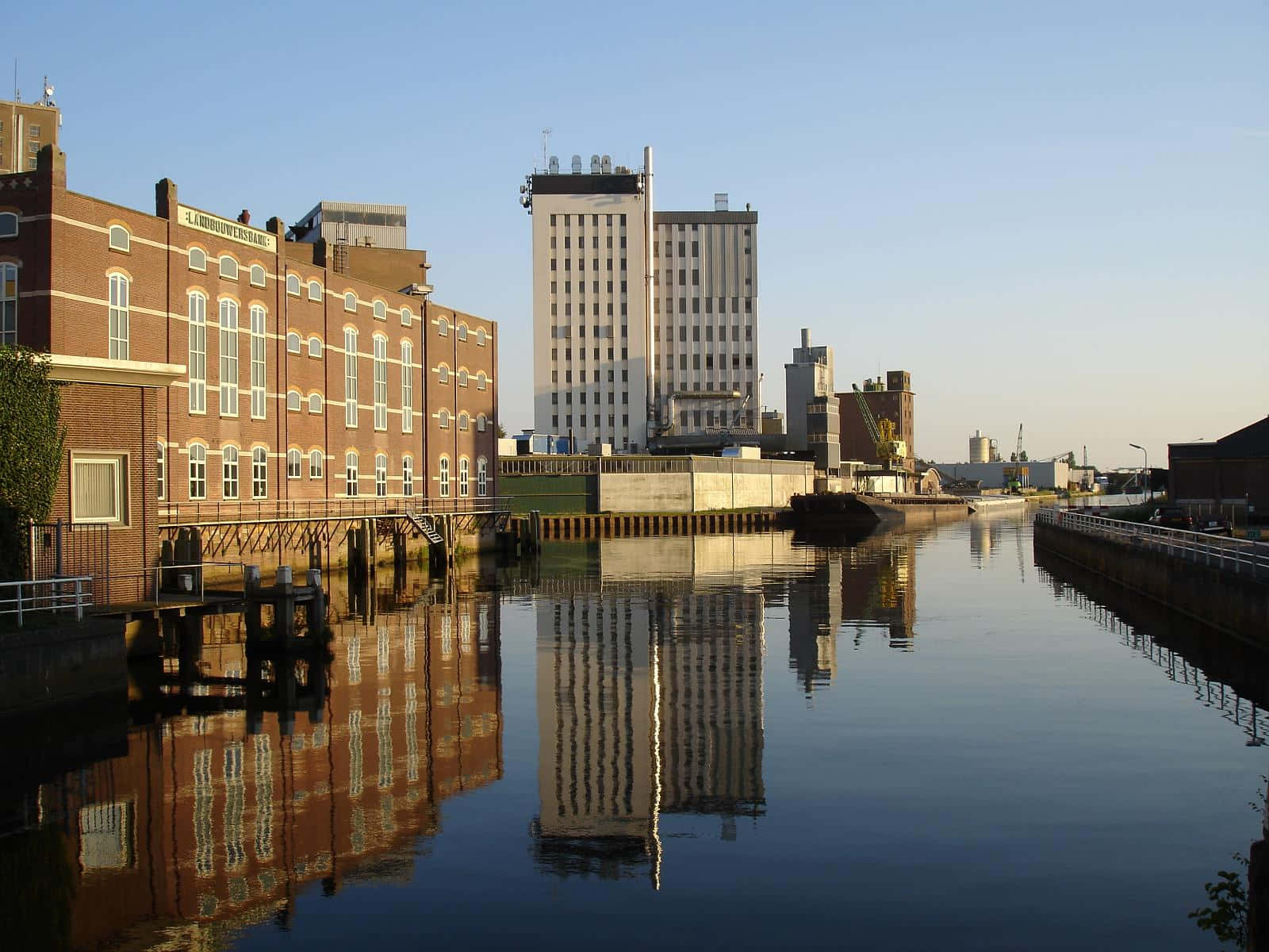 Meppel Industrial Waterfront Reflections Wallpaper