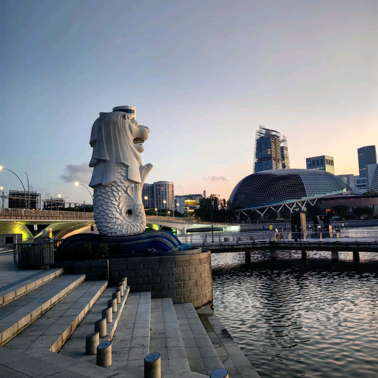 Merlion Park Singapore Dusk Wallpaper