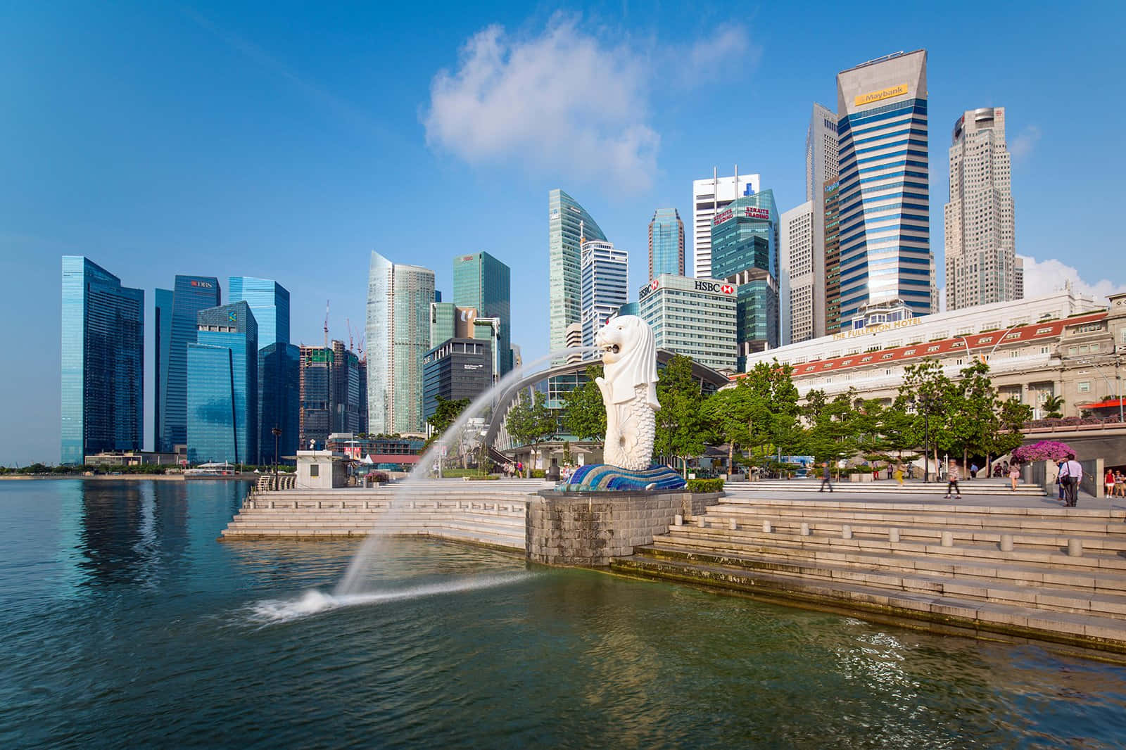 Merlion Park Singapore Skyline Wallpaper