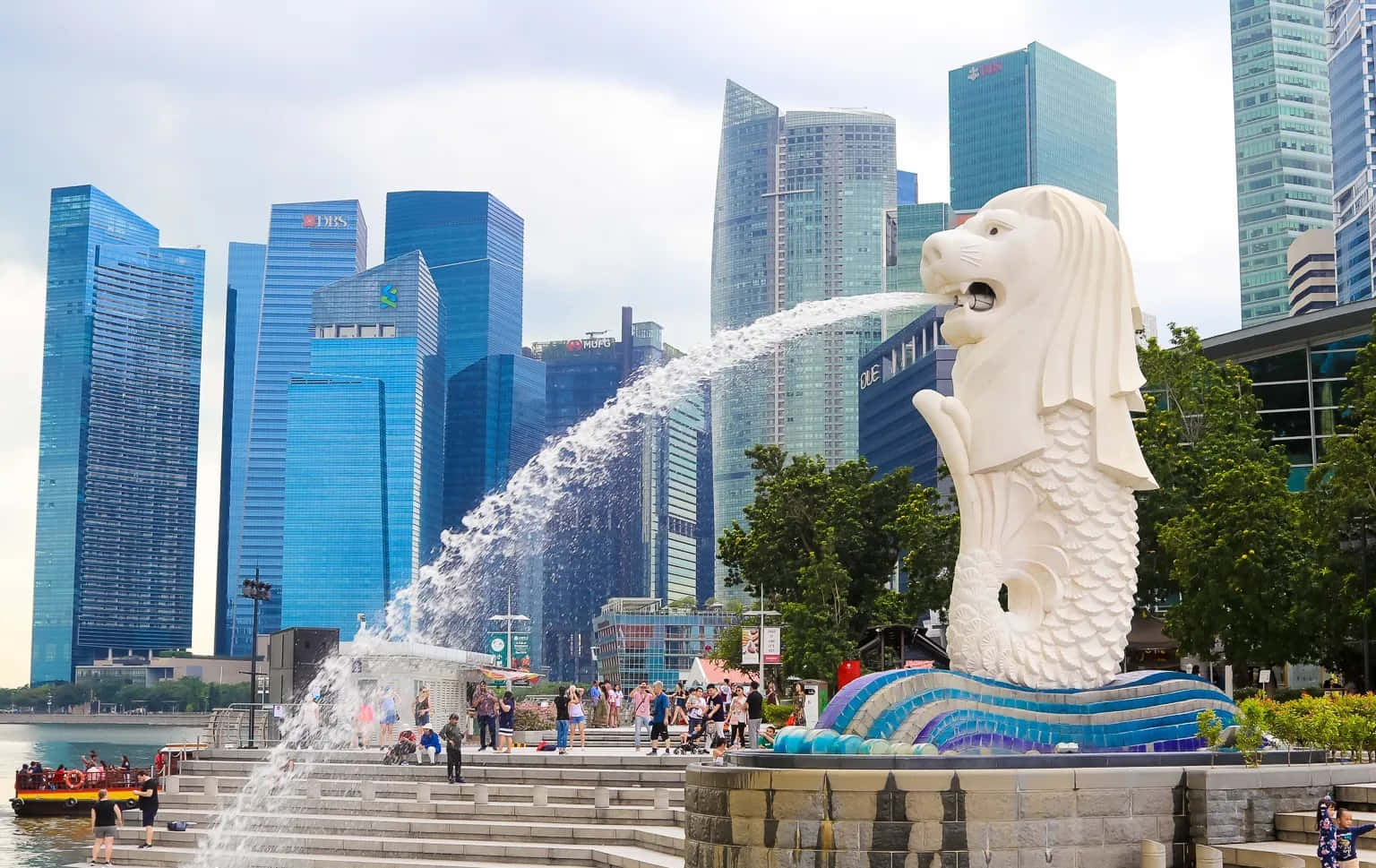 Merlion Statue Singapore Skyline Wallpaper