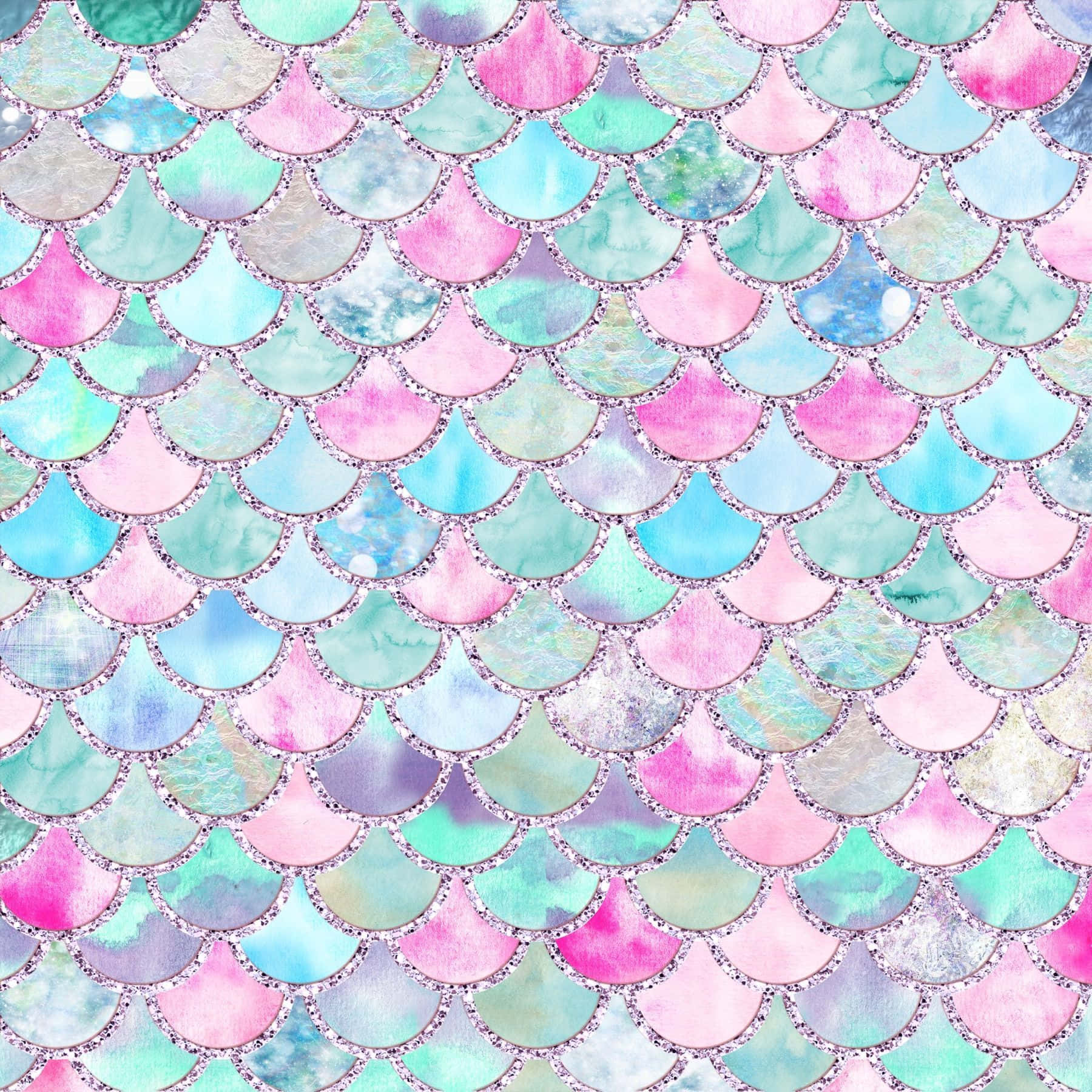 Mermaid Glitters In Pink Purple Blue Hues Wallpaper