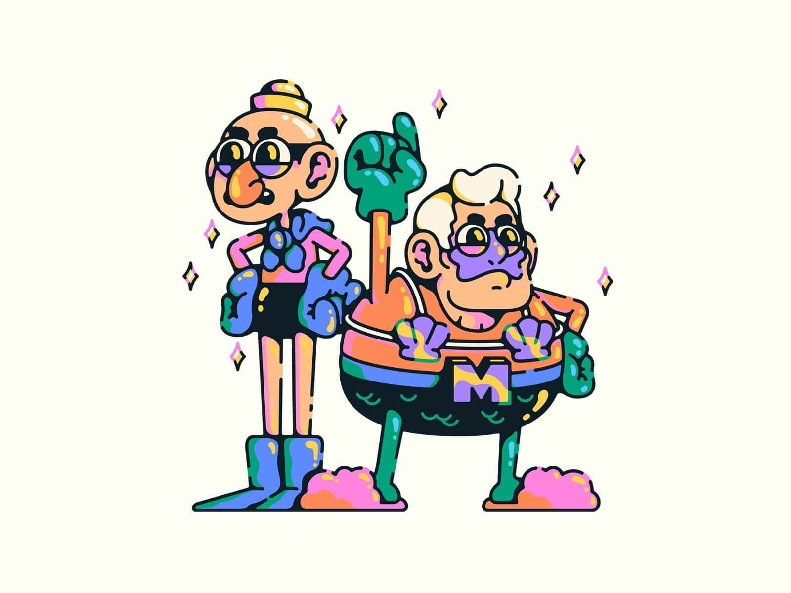 Mermaid Manand Barnacle Boy Illustration Wallpaper