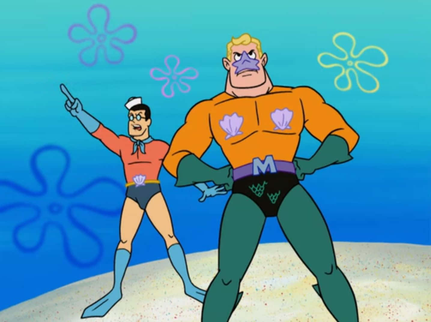 Mermaid Manand Barnacle Boy Pose Wallpaper