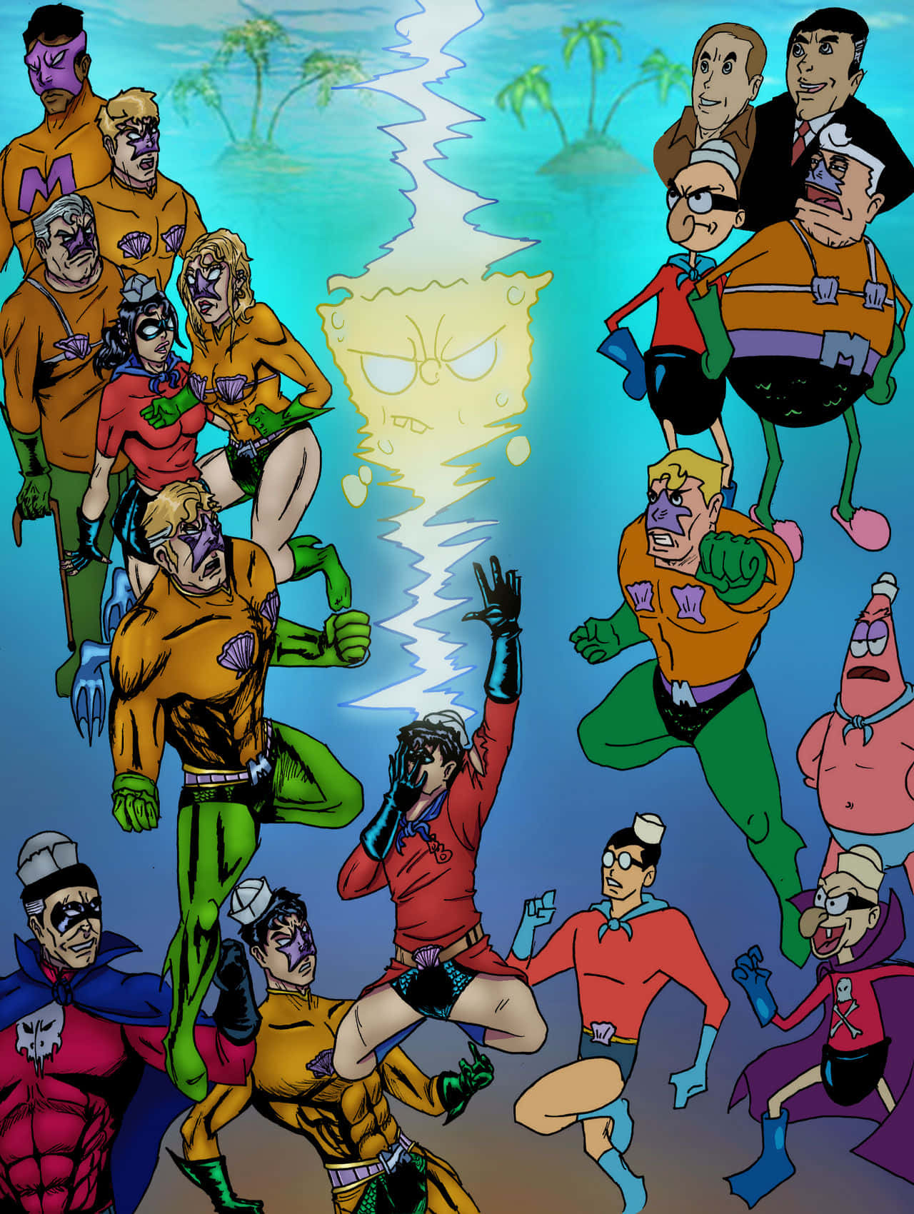 Mermaid Manand Barnacle Boy Unite Wallpaper