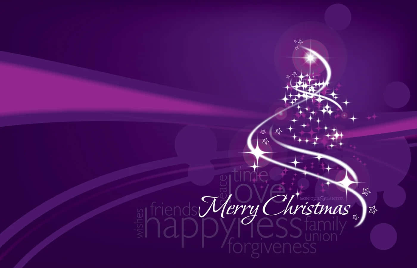 Merry Christmas Background With A Purple Tree Wallpaper