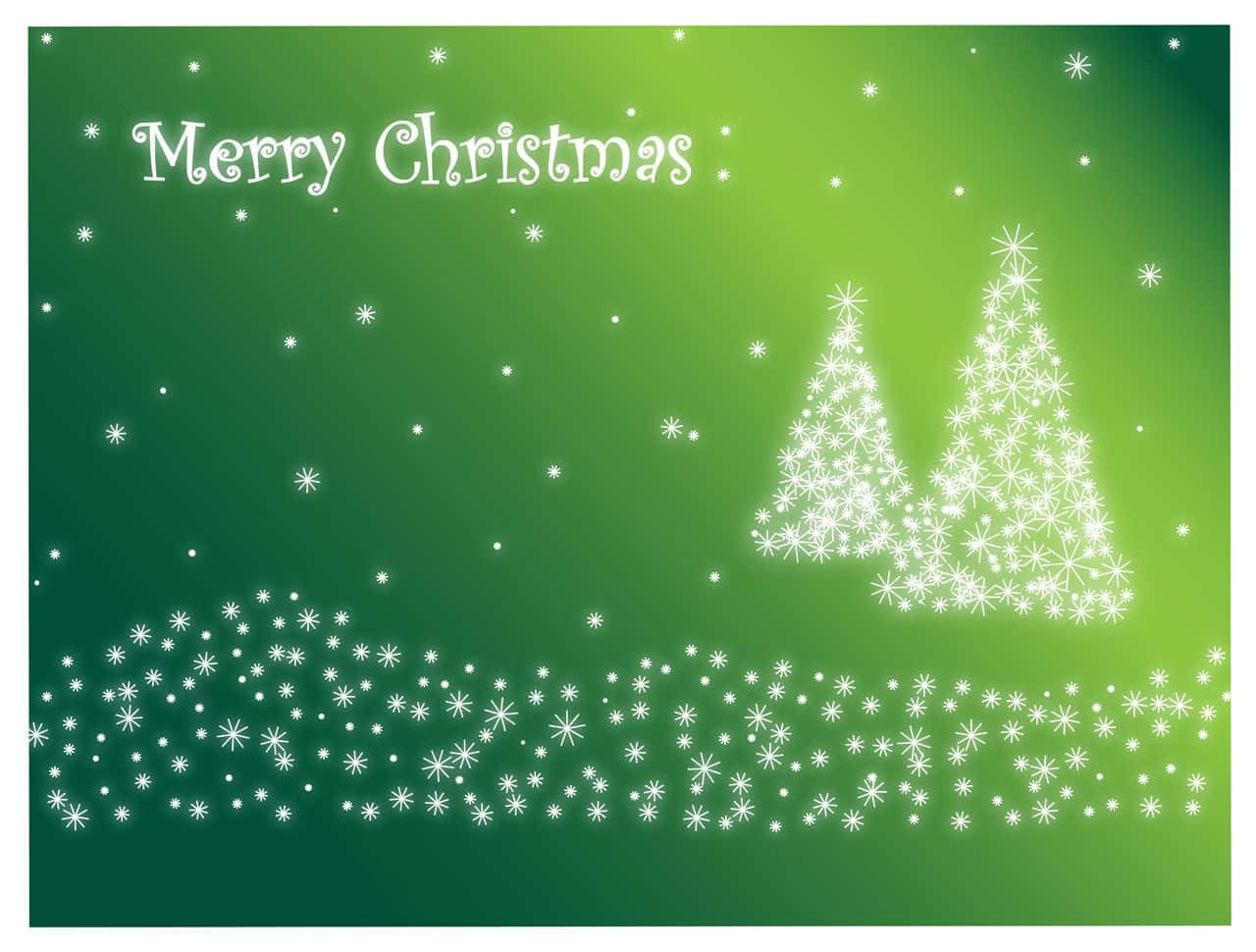 Merry Christmas Card With Trees And Snowflakes Vector Wallpaper