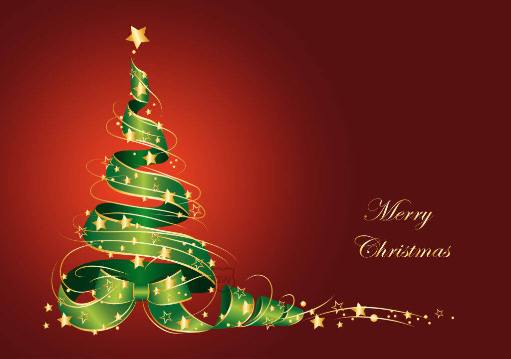 Merry Christmas Ribbon Tree Wallpaper