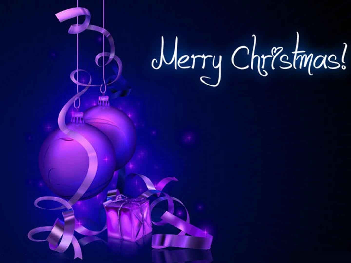 Merry Christmas Wallpapers With Purple Lights And Gifts Wallpaper