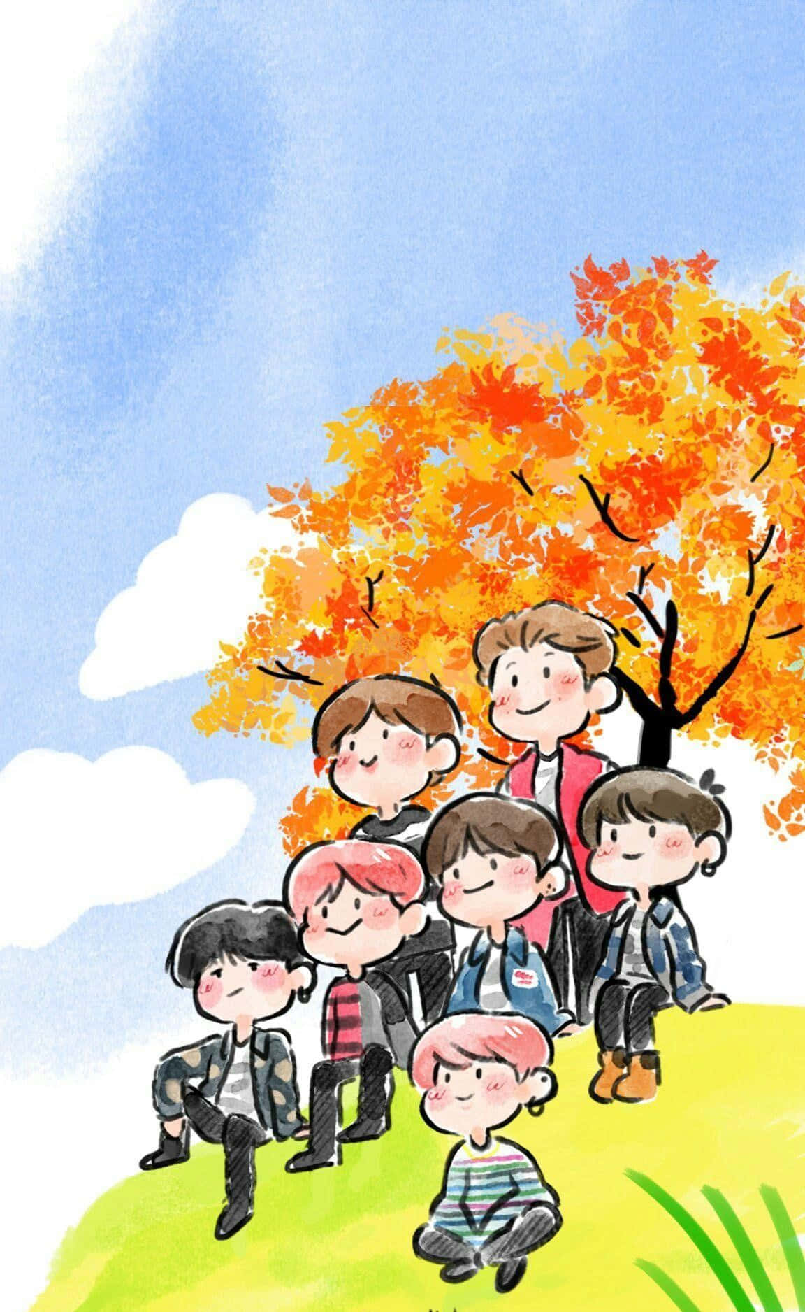 Mesmerizing Bts Fanart Illustration Wallpaper