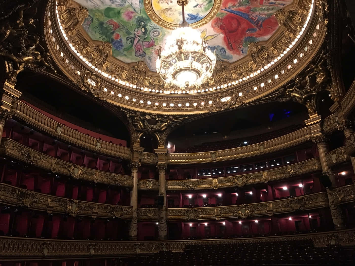 Mesmerizing Chandelier In Paris Opera House Wallpaper