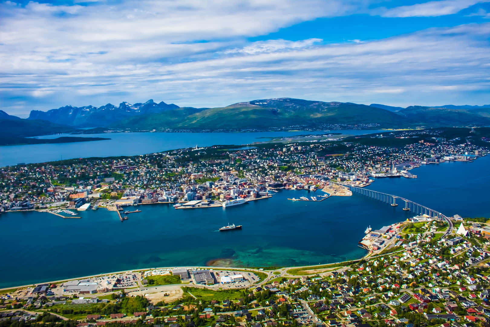 Mesmerizing Night View Of Tromsø, Norway Wallpaper