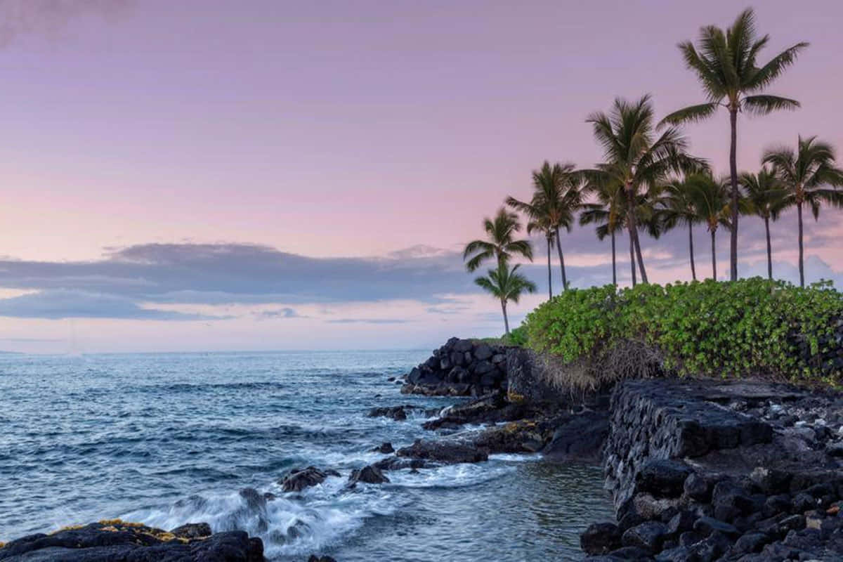 Mesmerizing View Of The Pristine Beach And Lush Mountains On A Hawaiian Island Wallpaper