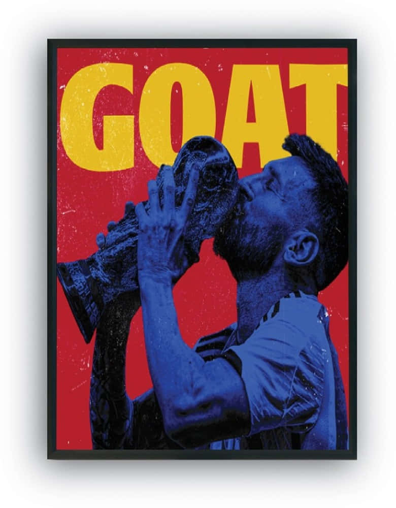 Messi G O A T Kissing Trophy Wallpaper