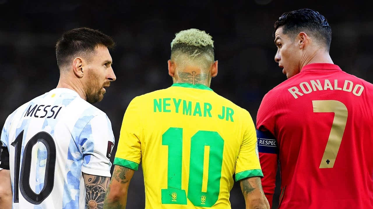 Messi Neymar Ronaldo Back Jerseys Wallpaper