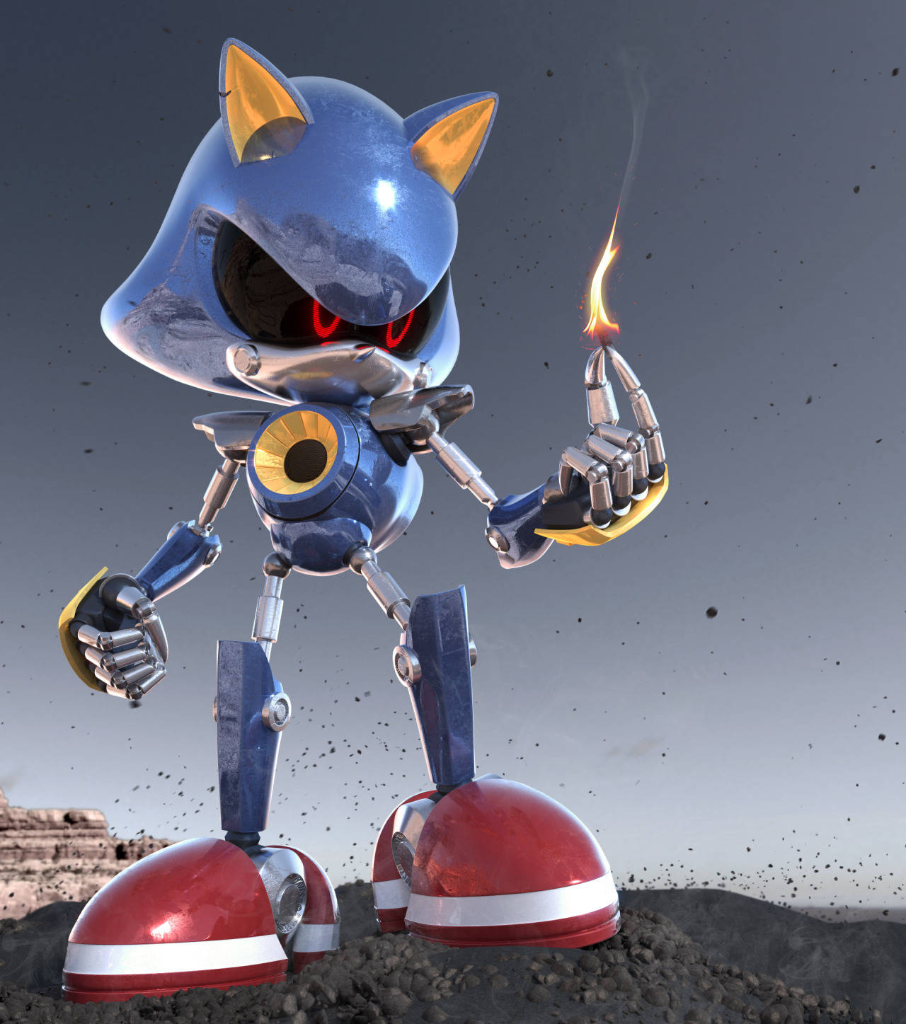 Metal Sonic 3d Fire Wallpaper