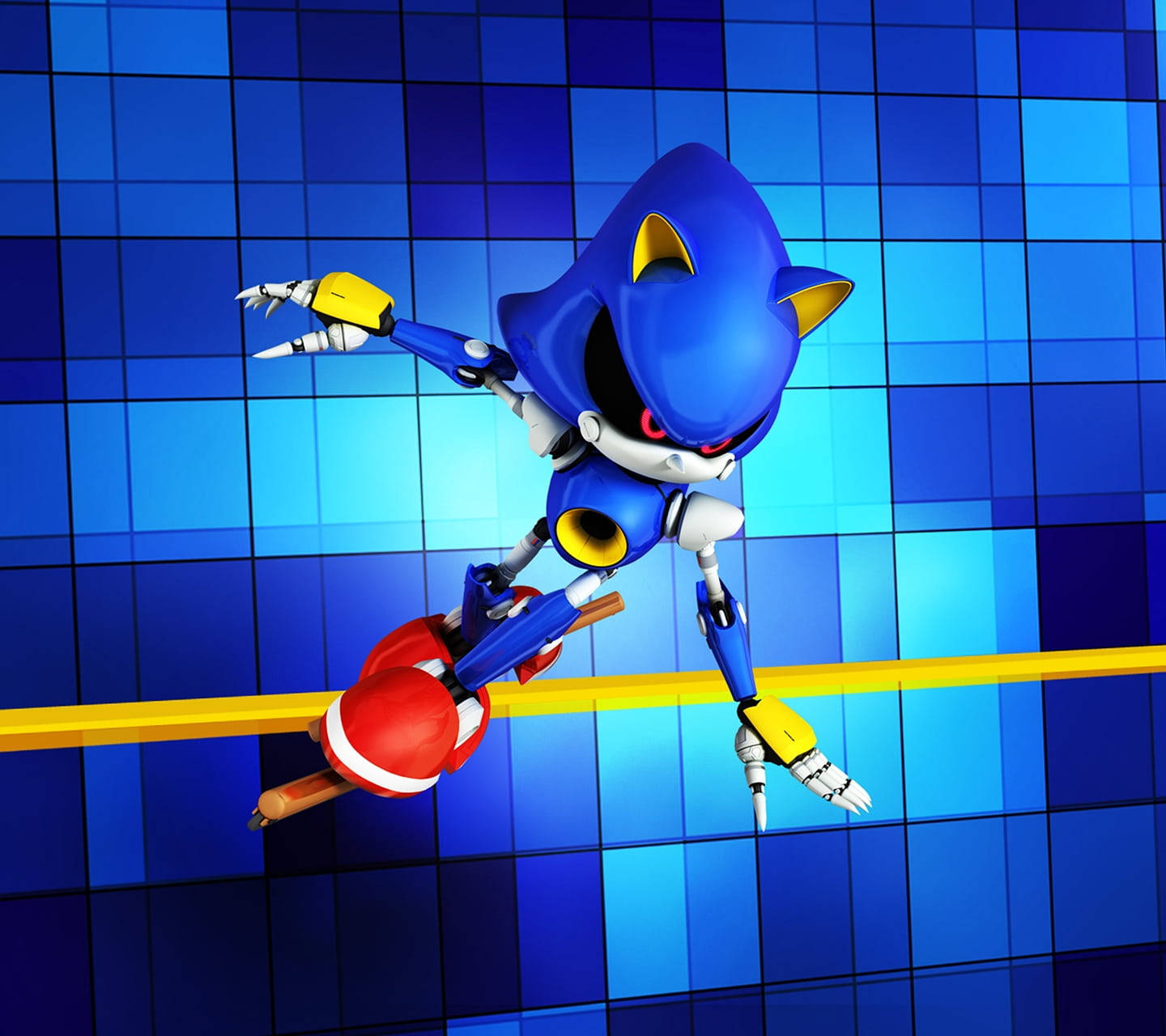 Metal Sonic Blue Tiles Wallpaper