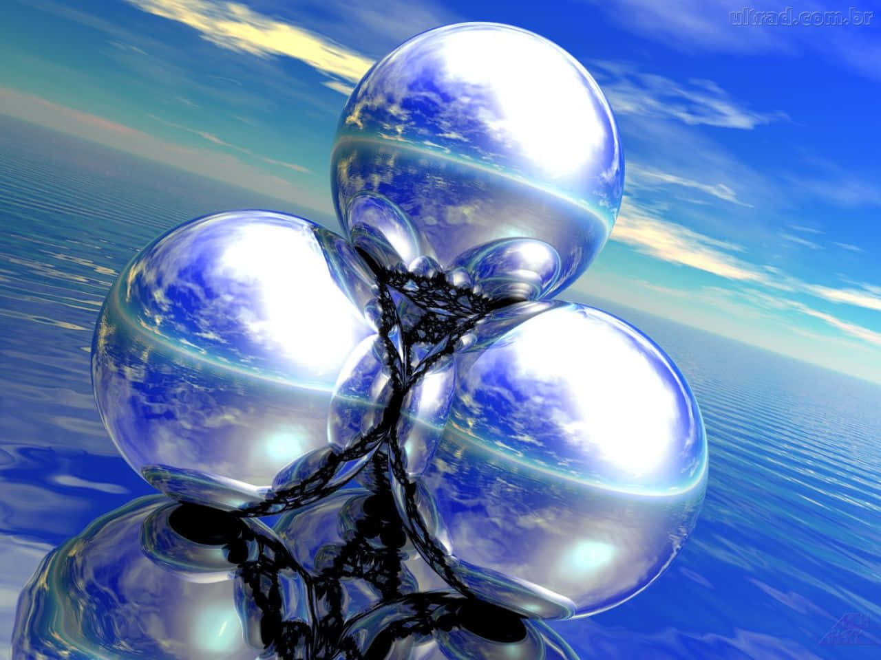 Metallic Balls In Cyber Y2k Aesthetic Wallpaper