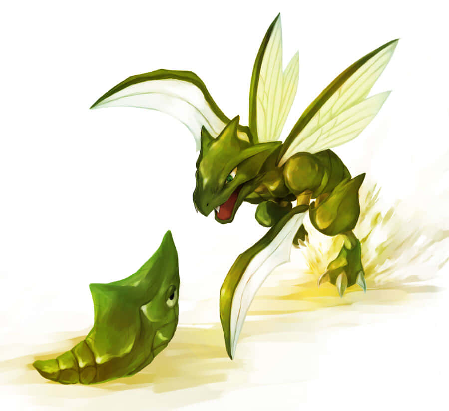 Metapod And Scyther Desktop Wallpaper