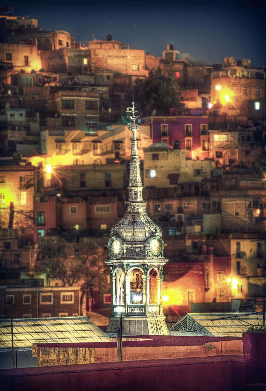 Mexican_ Hillside_ Twilight_ Church_ Spire Wallpaper