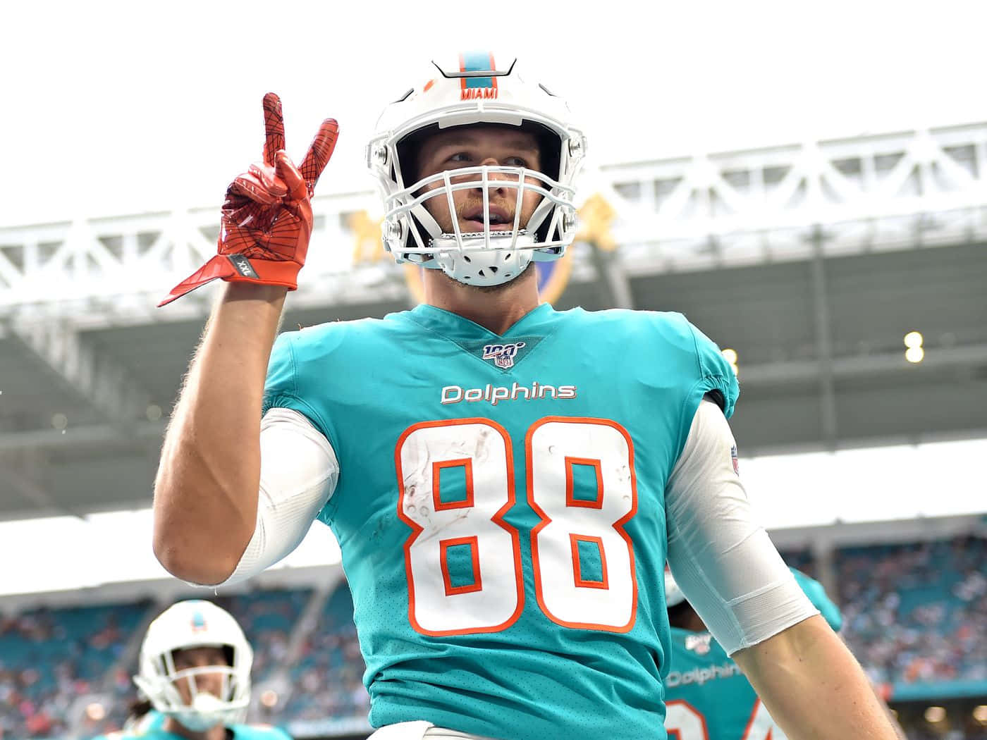 Miami Dolphins Player Celebration Gesture Wallpaper