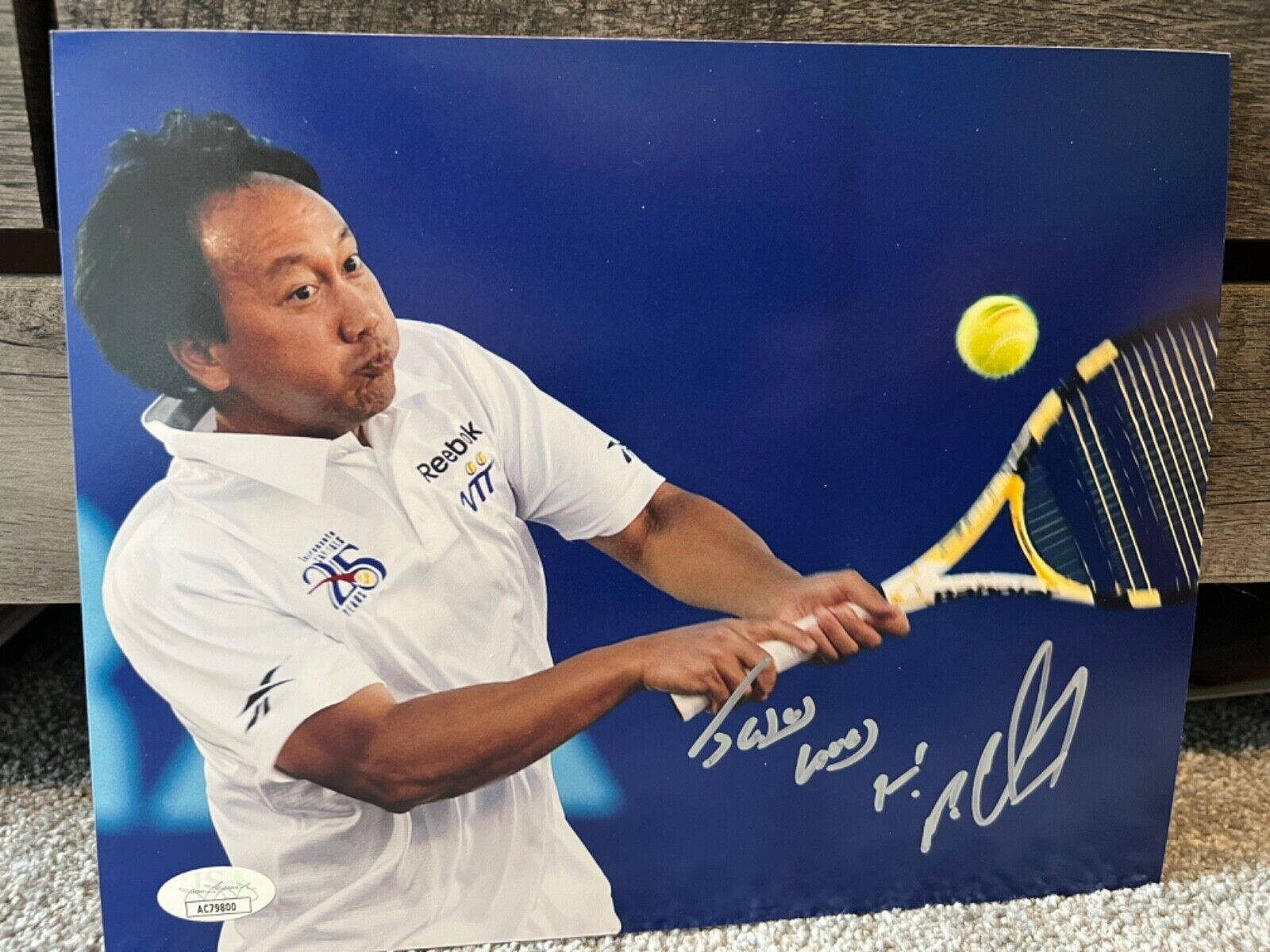 Michael Chang Signed Photo Smashing Wallpaper