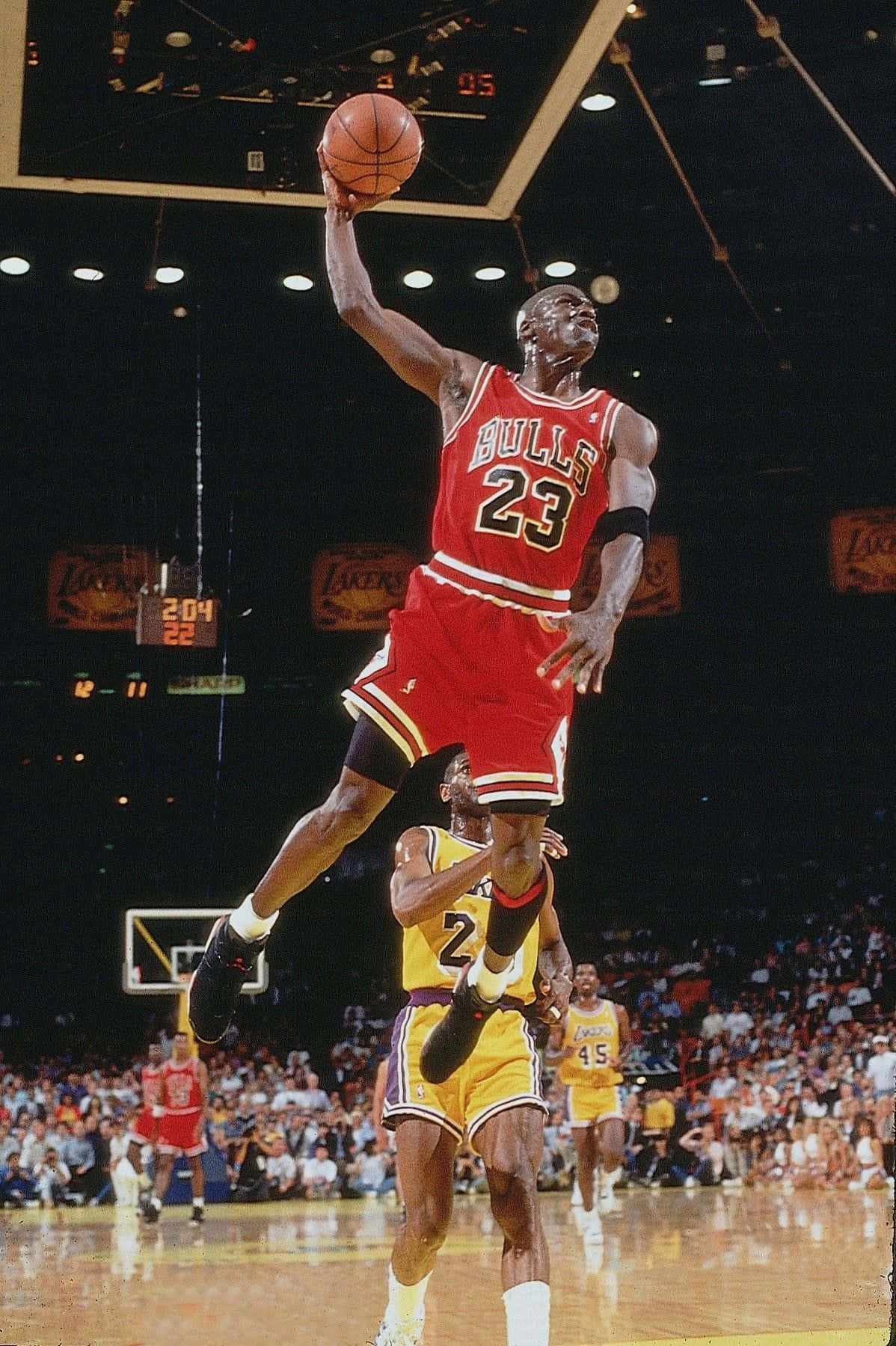 Michael Jordan In Air Time Iphone Wallpaper