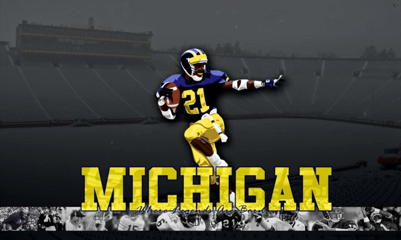 Michigan Football Player Running In The Stadium Wallpaper