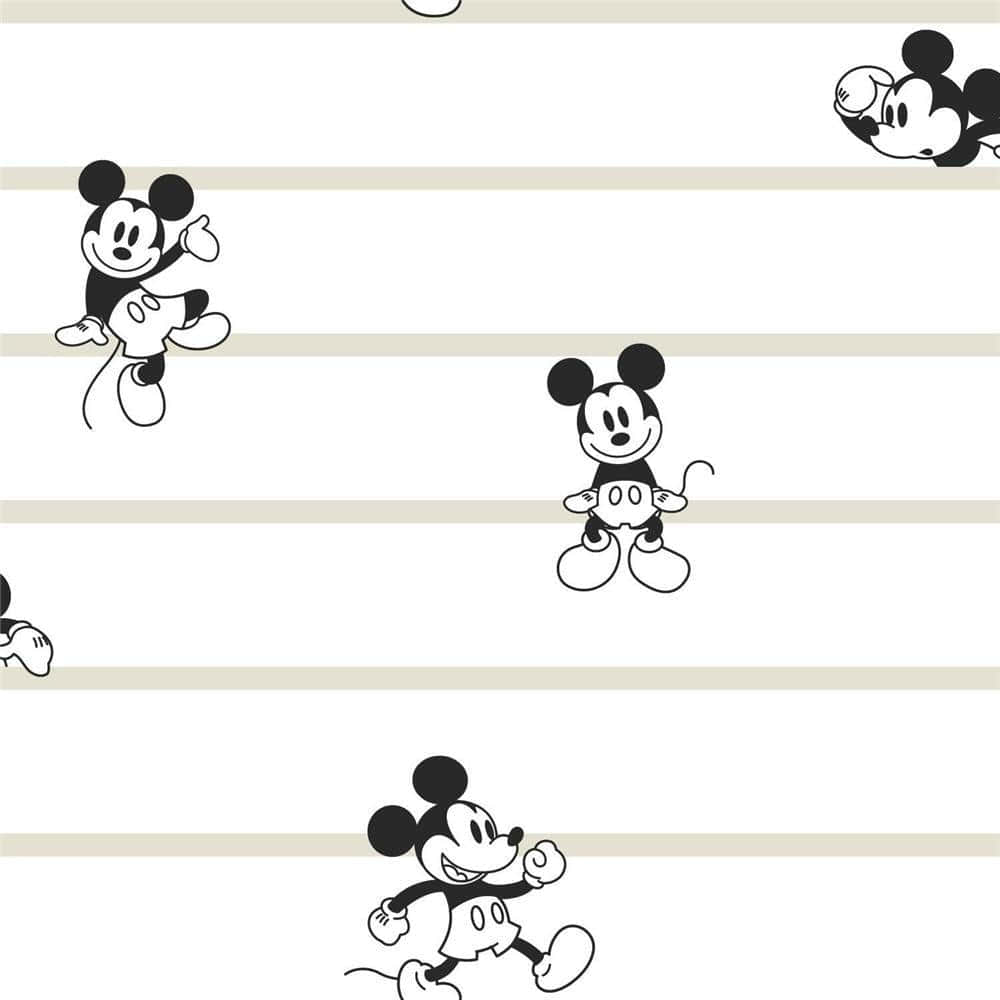 Mickey Mouse Home Striped Wallpaper