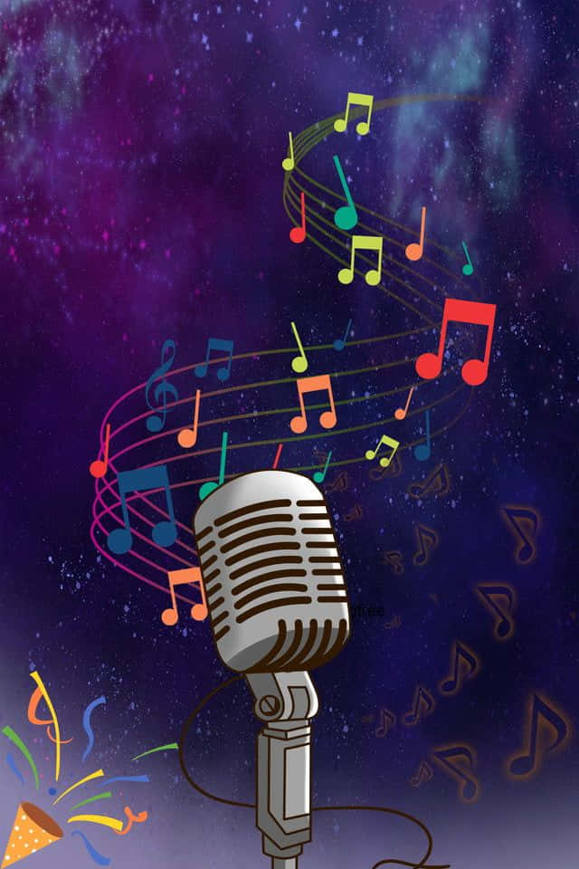 Microphone And Music Notes Wallpaper