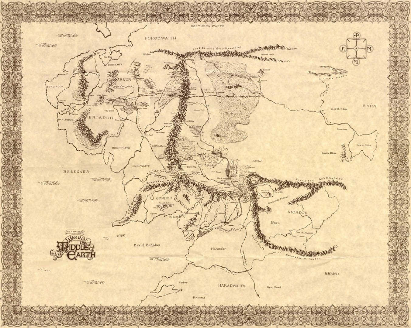 Middle Earth Whole Map Wallpaper