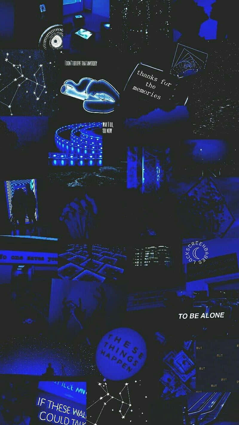 Midnight Blue Collage Aesthetic Wallpaper