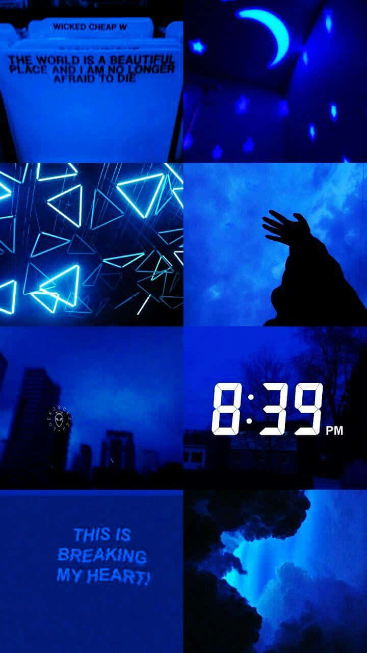 Midnight_ Blue_ Collage_ Aesthetic Wallpaper