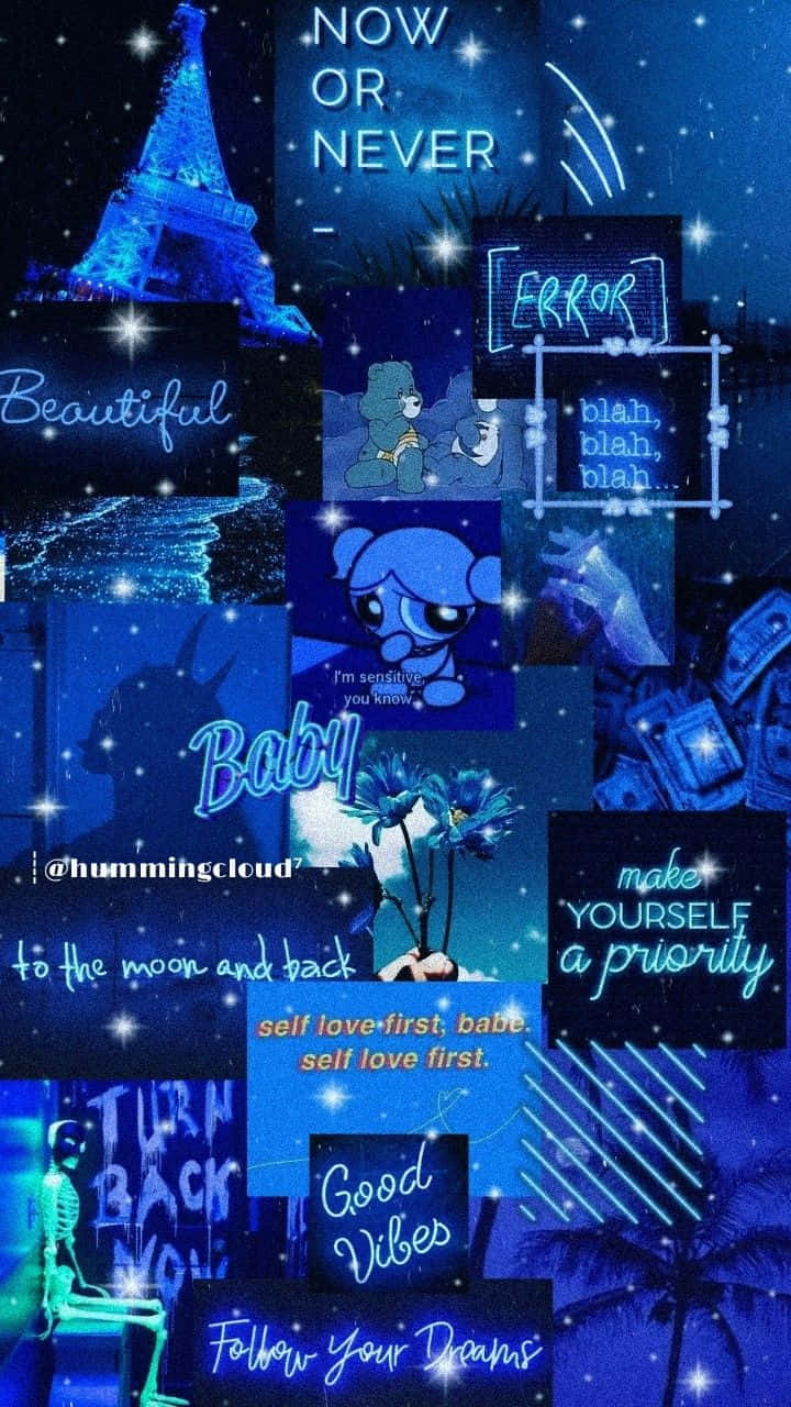 Midnight_ Blue_ Collage_ Aesthetic Wallpaper