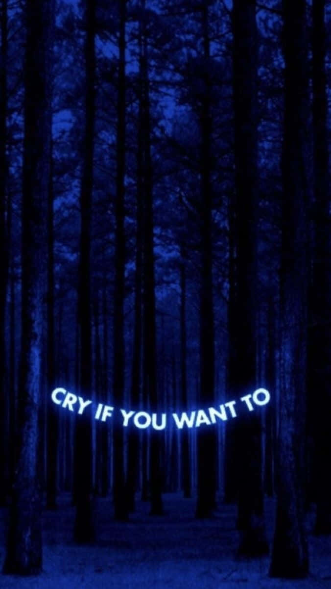 Midnight Blue Forest Cry Neon Sign Wallpaper