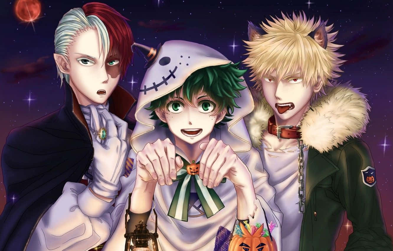 Midoriya Shoto And Hawks My Hero Academia Halloween Wallpaper