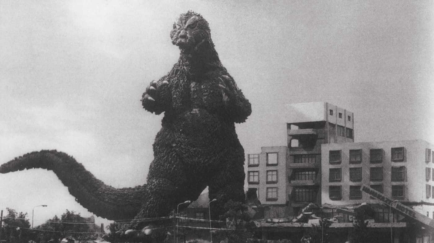 Mighty Godzilla Roaring In City Destruction (1954) Wallpaper