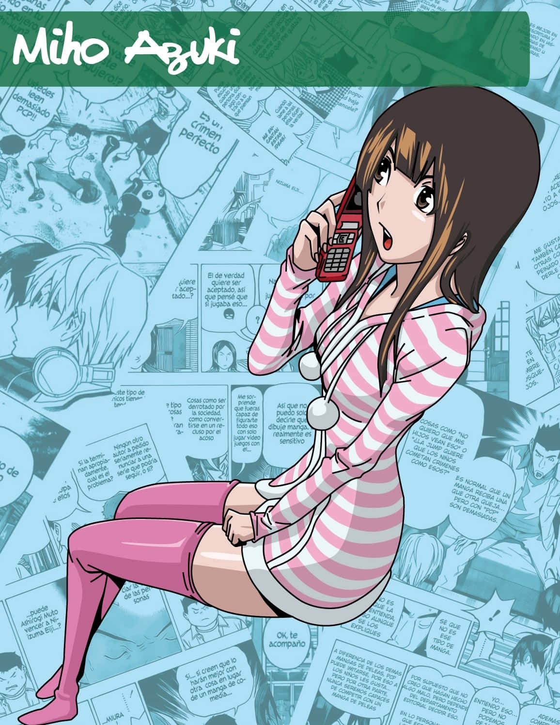 Miho Azuki Anime Character Phone Call Wallpaper