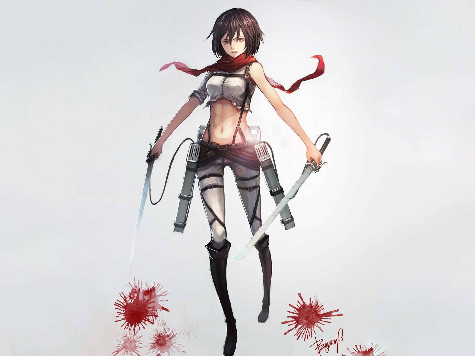 Mikasa Ackerman Cropped Top Wallpaper