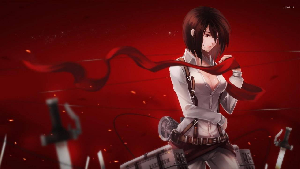 Mikasa Red Scarf Wallpaper