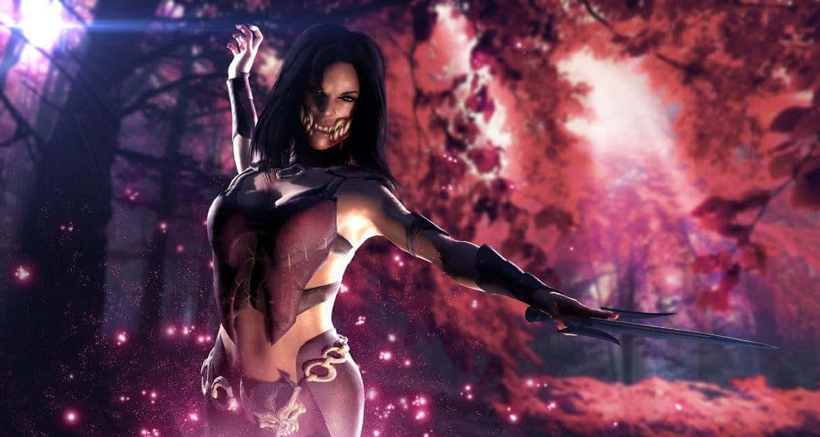 Mileena In Action - The Deadly Purple Assassin In Mortal Kombat Wallpaper