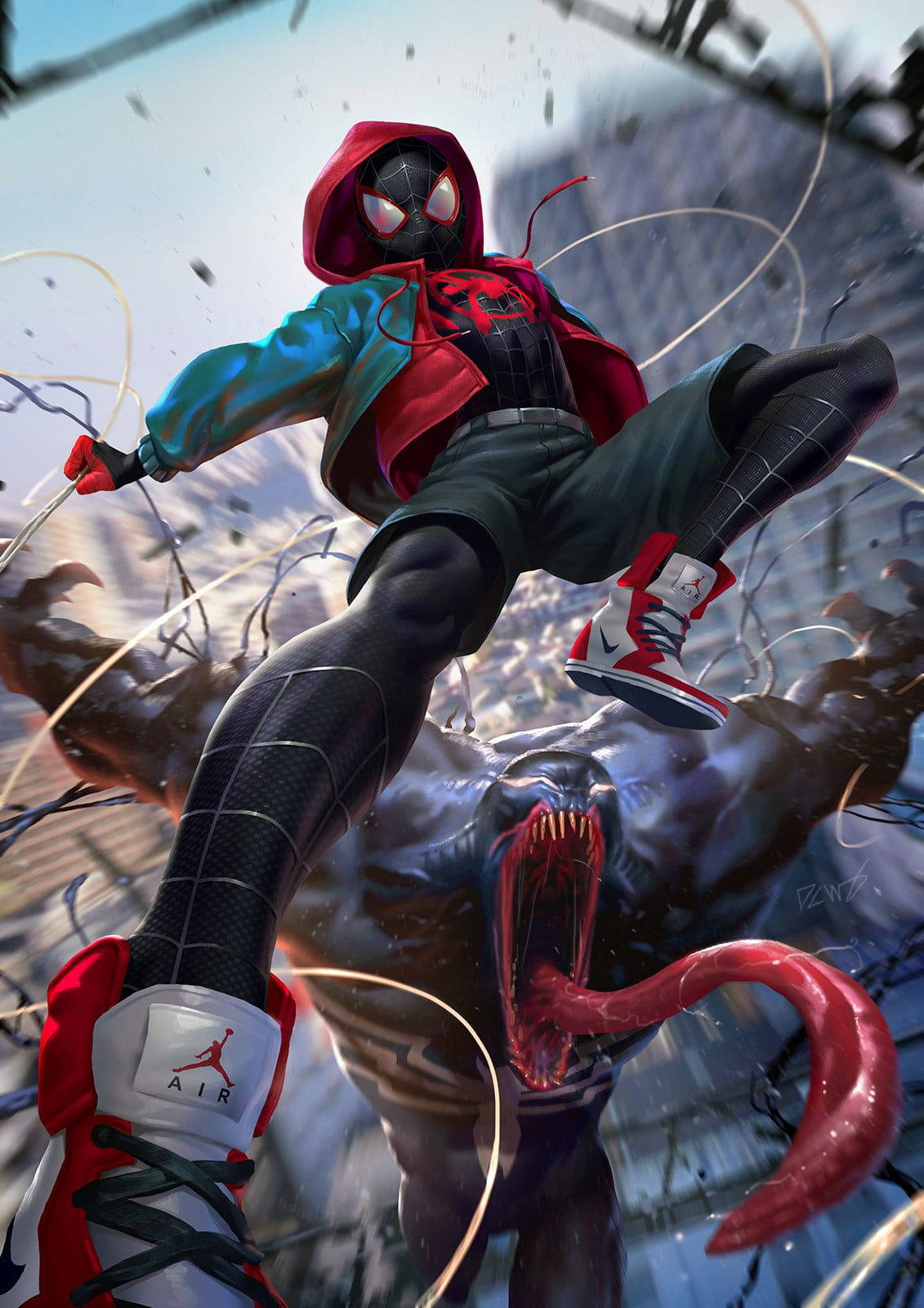 Miles Morales Vs Venom Wallpaper