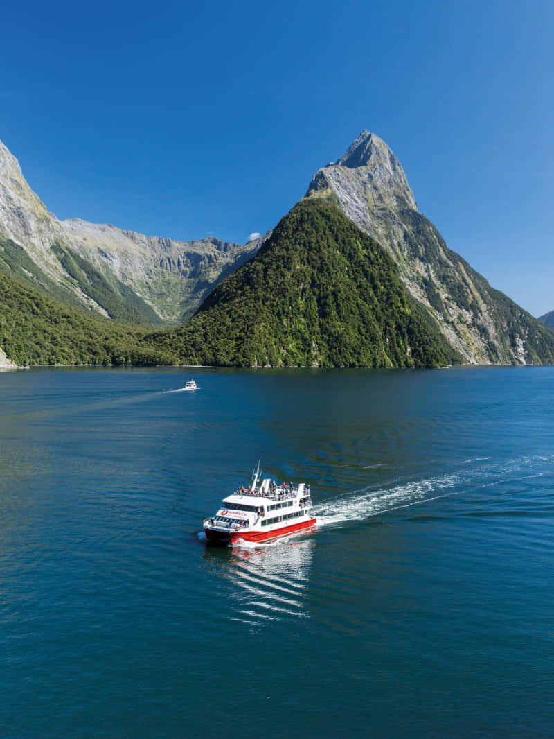 Milford Sound Sailing Ship Wallpaper