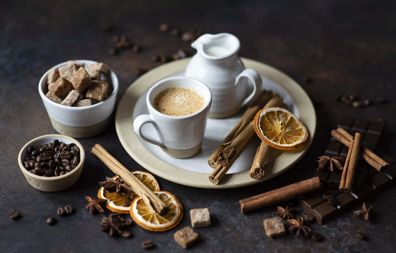 Milk Blending With Coffee In A Cup Wallpaper