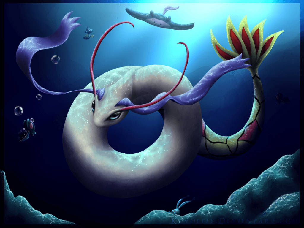 Milotic Swimming Underwater Mantine Wallpaper