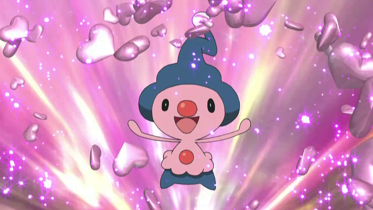 Mime Jr. And 3d Hearts Wallpaper