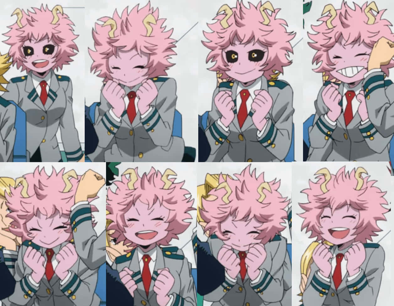 Mina Ashido Various Happy Expression Montage Wallpaper