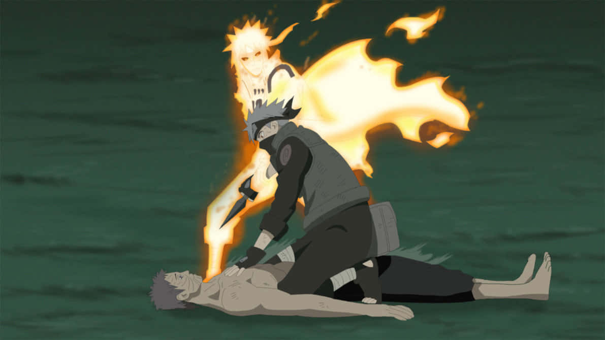 Minato And Kakashi From Naruto Sharing A Moment Together Wallpaper