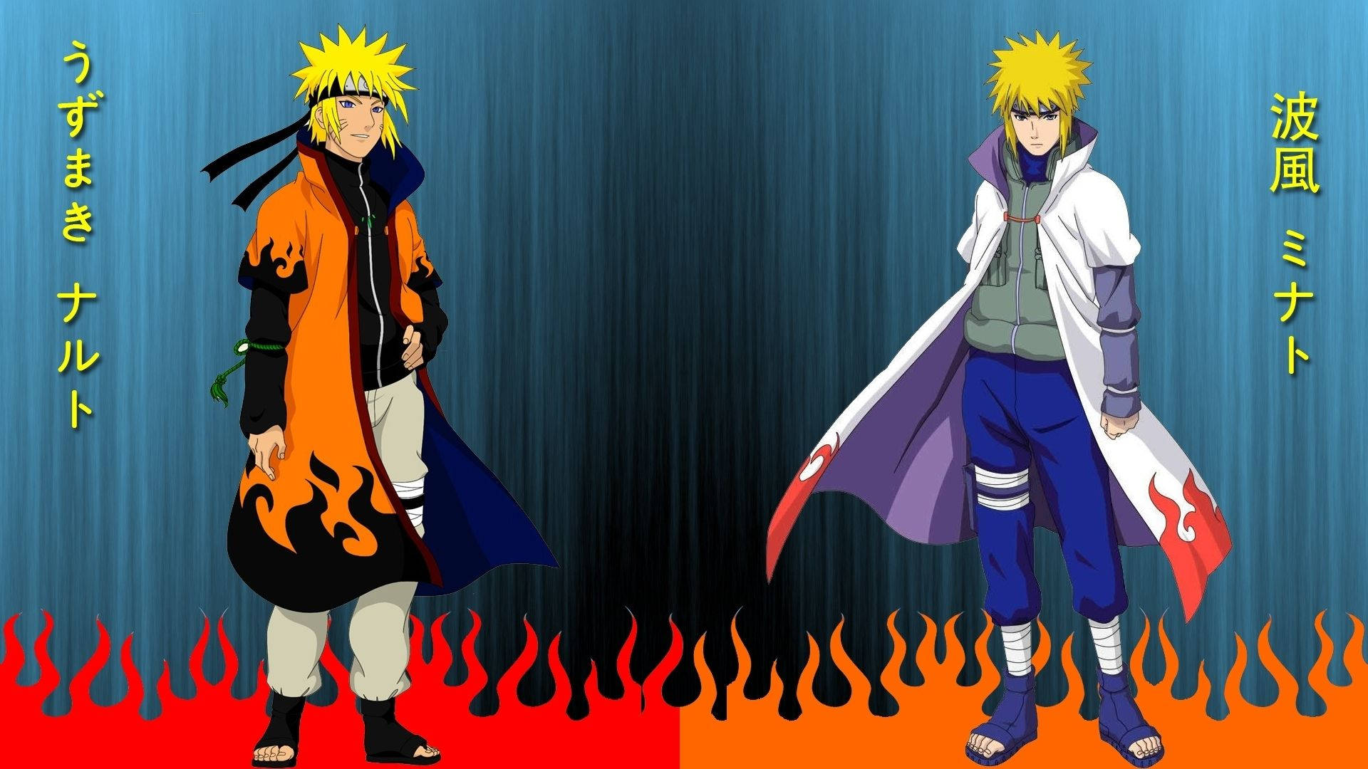 Minato Namikaze And Uzumaki Naruto Hokage Wallpaper