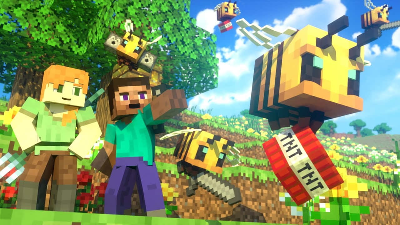 Minecraft Alex Exploring An Enchanting World Wallpaper