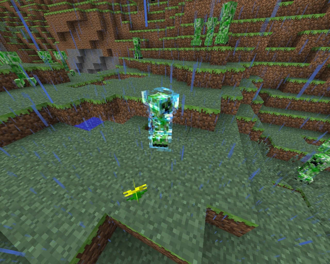 Minecraft_ Charged_ Creeper_in_ Rain.jpg Wallpaper